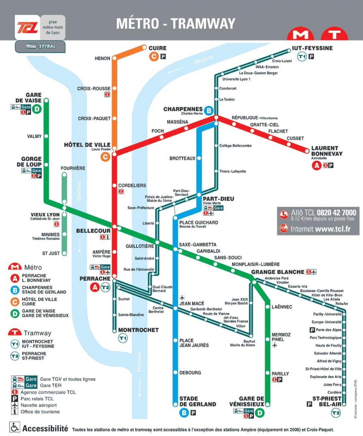 Ліон трамвайної карти в форматі PDF