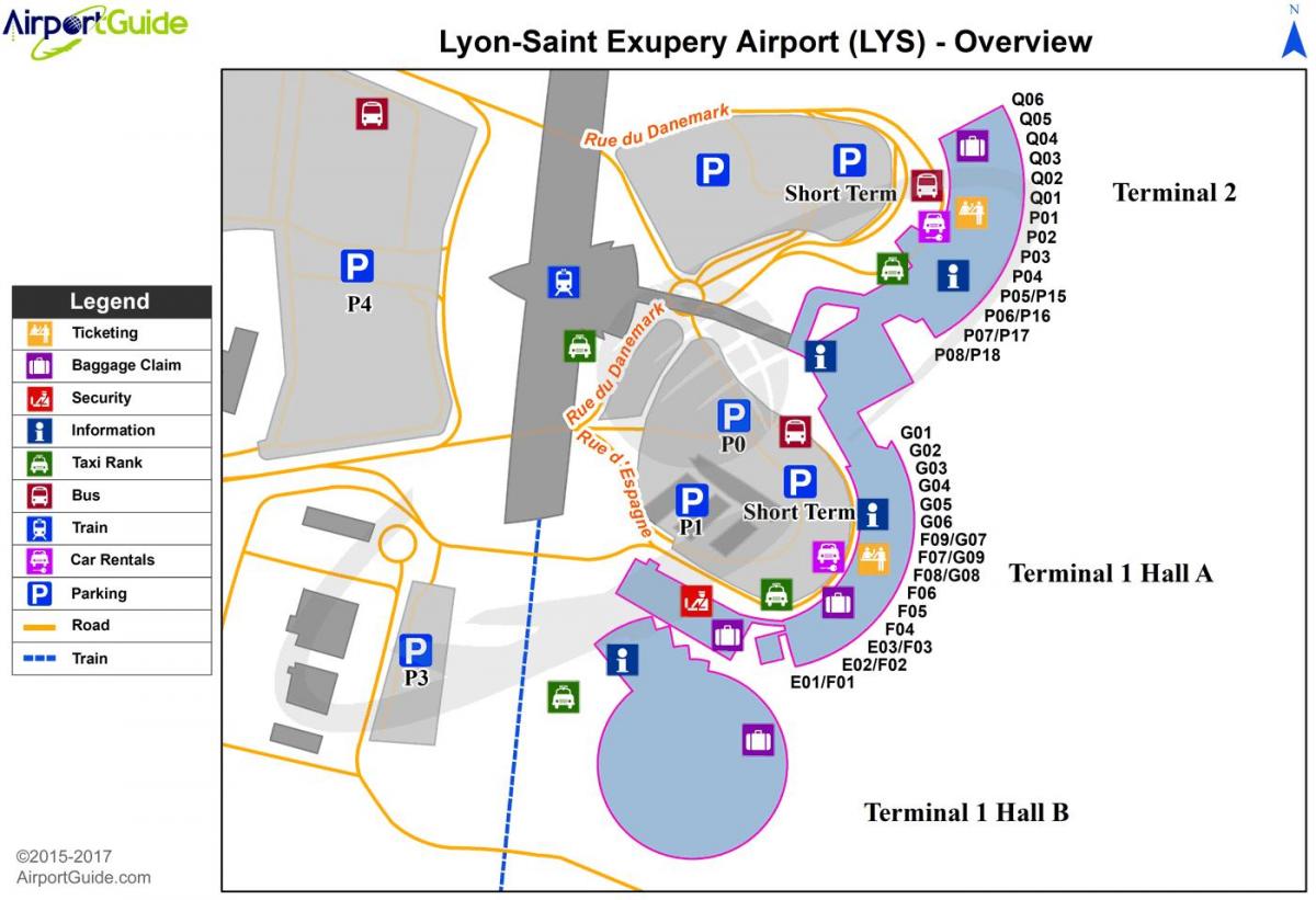 Ліон Франція аеропорт на карті