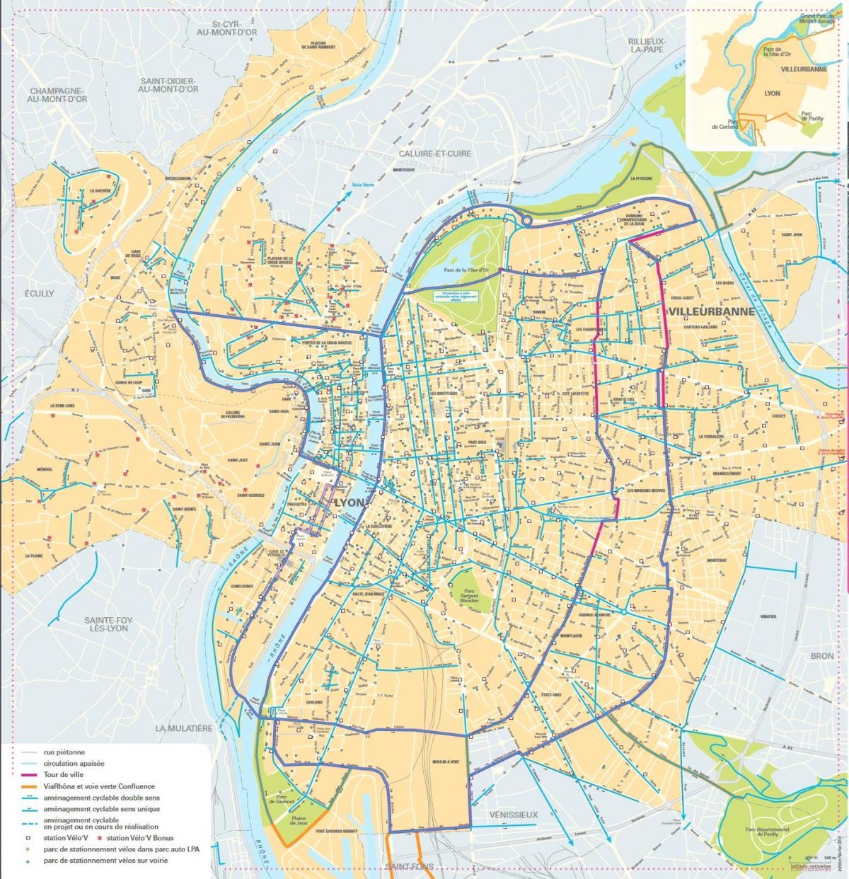 карта Ліон велосипед