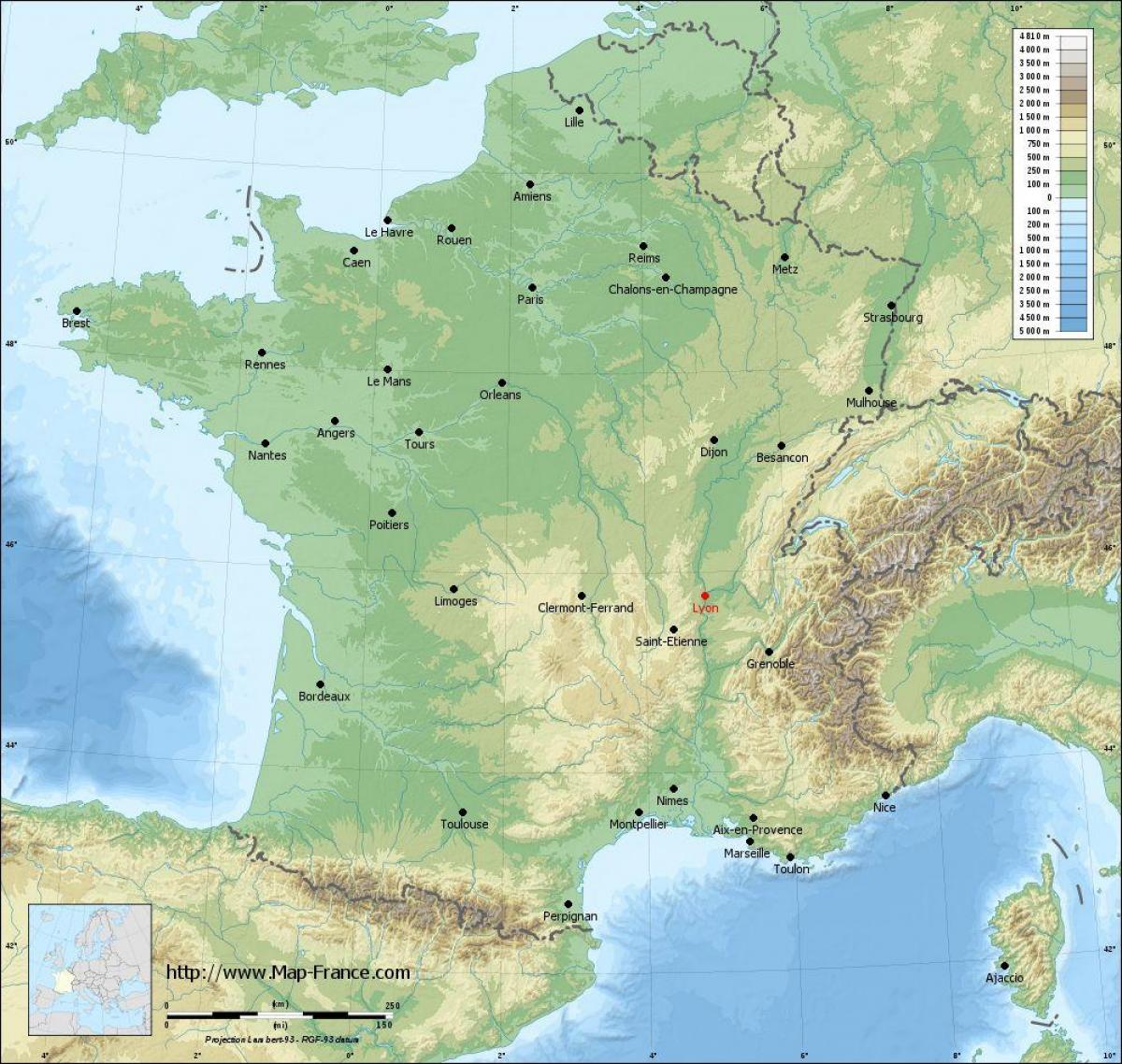 карта географічних Ліон