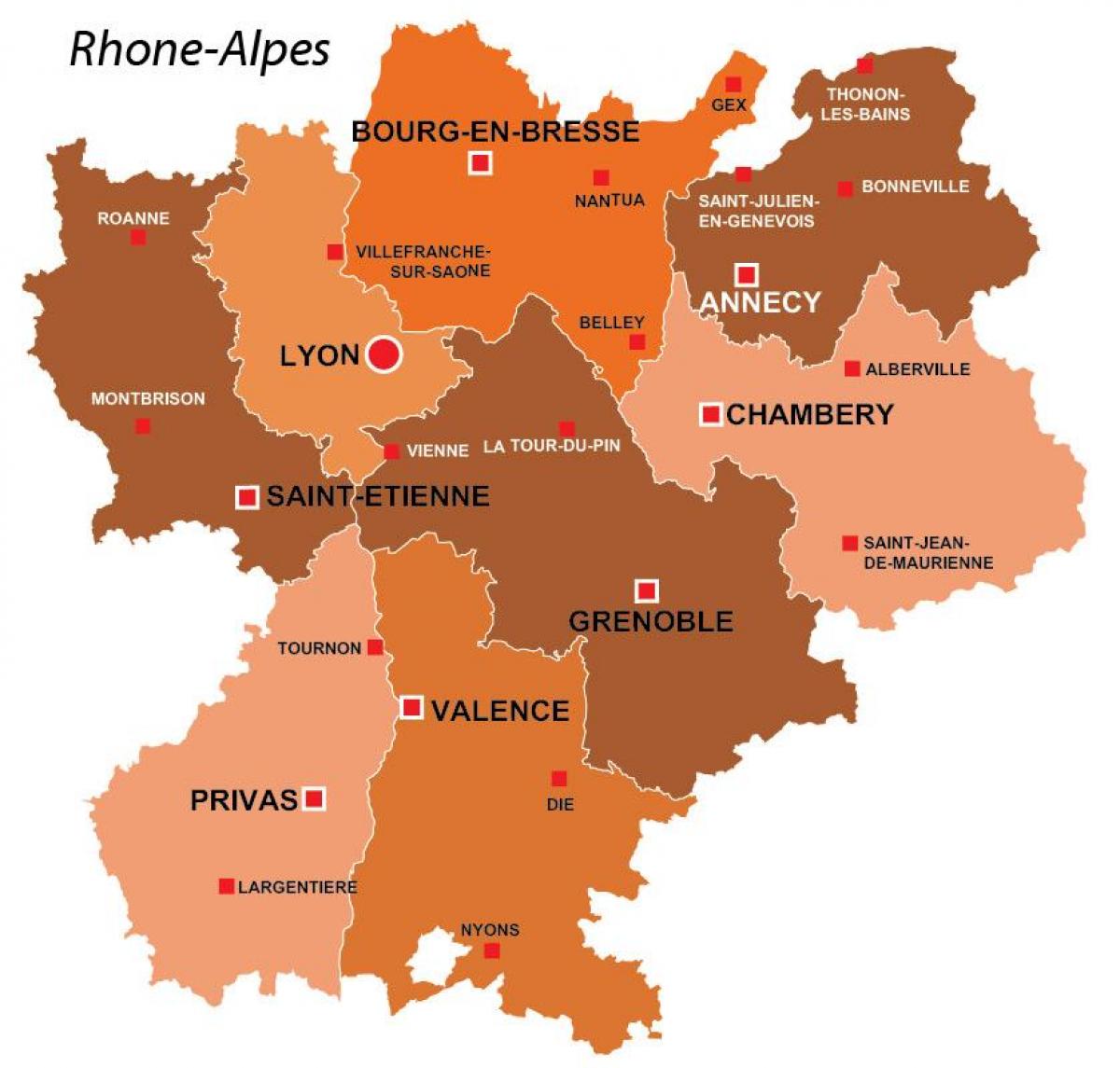 Ліон регіон, Франція на карті