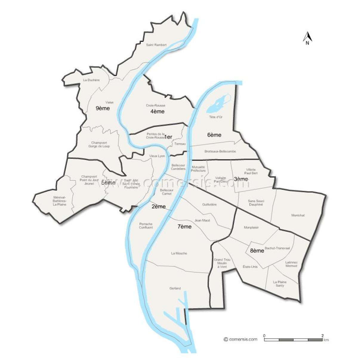 карта Ліон окрузі