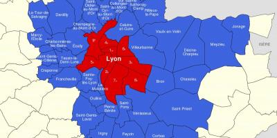 Карта Ліон передмісті 
