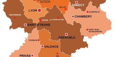 Ліон регіон, Франція на карті